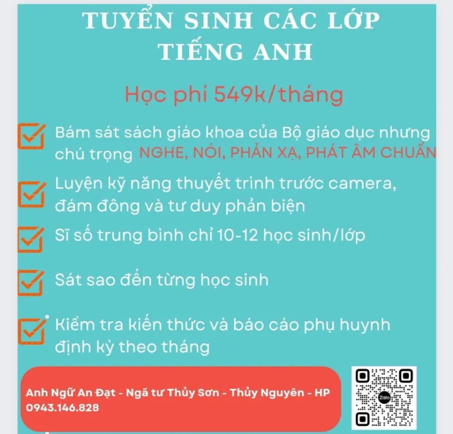 Anh Ngữ An Dat Edu - Xóa Mất Gốc Tiếng Anh Cấp Tốc Nhiều Khối Lớp